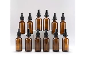 Yizhao Amber Glass Dropper Bottles 50ml, with Glass Pipette Dropper, for Essential oil, Aromatherapy, Laboratory, Massage, Makeup, Mixing, Travel– 12Pcs