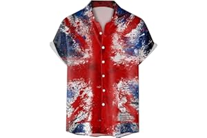 NNGOTD Men's Union Jack Hawaiian Shirts UK British Flag Print Short Sleeve Shirt Regular Fit Summer Shirt Casual Button Down Beach Shirt Tropical Vacation Tops England United Kingdom Holiday Clothes