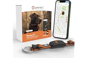 Weenect Chien XT - Nouveau Collier GPS pour Chien | Antenne XL | Etanche | Collier Hyper résistant intégré Julius-K9 | Garantie à Vie | Abonnement requis (Orange)