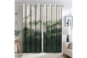 ‎TTINCCEER Ttincceer 140x175cm Foggy Forest Blackout Vorhänge, Misty Mountain Mystric Forest Thermisch isolierte Vorhänge für Schlafzimmer Öse Tülle Fenster Vorhänge für Wohnzimmer 2 Panels Set