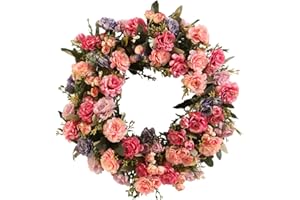 TianBao Artificial Door Wreath Green Leaf Wreath, Wreaths For Front Door,Four Seasons Outdoor Ornaments for Home Bedroom Wall Party and Festival Celebration Decor