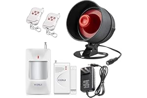 TOWODE Alarmanlage Haus Set mit 115 dB Sirene, Bewegungssensor, Türfenstersensor und Fernbedienung Mehr DIY, 9V Fensteralarm Sirene für Lager, Geschäfte, Haus