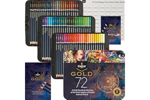 Castle Art Supplies Set de 72 Crayons de Couleur | Mines Colorées Plus Nettes et Incassables, Fabriquées à Base d’Huile | Pour Artistes Adultes et Coloristes | Boîte de Présentation en Métal