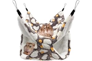 ZYEKIU Hamaca para Hurones, 34 x34cm Hamaca de Hámster Cómoda Cálida Cama, Hamacas Colgante de Animales Pequeños, de Doble Capa para Chinchilla Hurón Ardilla Hámster (Marrón)