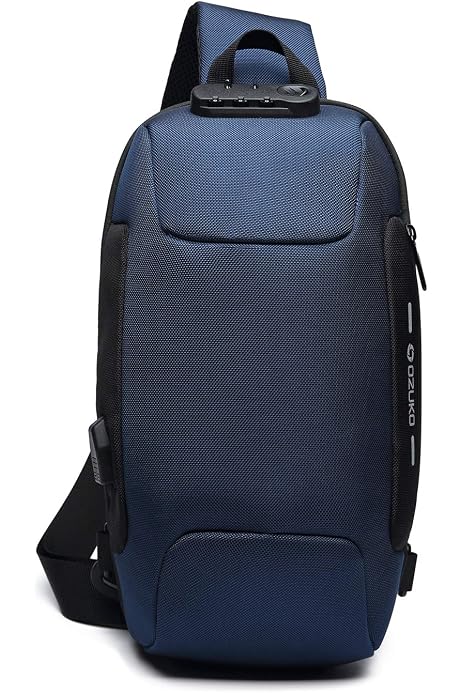 Sac Bandoulière Homme VARLIVOO Avec Port USB - Anti-vol, 9 Poches, 22x13x36cm - Idéal Travail, Voyage, Sport