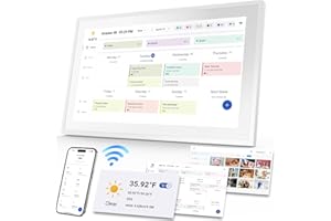 TOPGO Calendario digitale, calendario elettronico da parete da 15,6 pollici, display touch screen HD, cornice per foto/lettore video, piani di eventi, pianificazione digitale da parete con supporto da