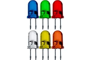 Lumetheus LED Diodes électroluminescentes 5mm Assortiment Kit Couleur Bleu Vert Orange Jaune Rouge Blanc mcd 300 pièces 2-3V 2 Pin LEDs Ampoule Diode à souder lentille diffusée
