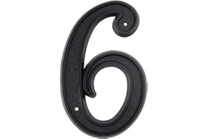 HASWARE Número de casa de 5.5 pulgadas (139mm) Números de puerta modernos Números de dirección de casa de calle, Plástico ABS negro (6)