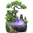 Tabletop Fountain, Atomizing Desktop Humidifier with Rockery & Bonsai, Zen Meditation Indoor