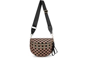 Hitotes Checkered Crossbody Bag Purse for Women Cross Body Bag Fanny Pack Belt Bag Sling Bag Checkerboard Shoulder Bag Bum Bag Hobo Bag
