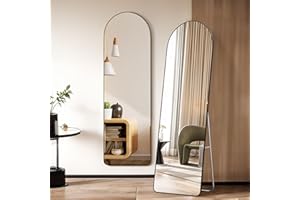 Warmiehomy Arched Full Length Mirror, 160X50cm Large Full Body Floor Standing Mirror, Hanging or Leaning Against Wall for Bedroom Cloakroom, Black