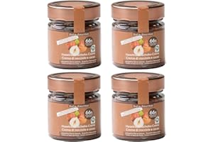 ZEROCAL - DALIA Dalia - Crema spalmabile | Senza aggiunta di zuccheri con ERITRITOLO - STEVIA | Senza Lattosio | Senza Glutine | Prodotto artigianale italiano | 4 pezzi da 200 g |Nocciole - Cacao con 66% di Nocciole