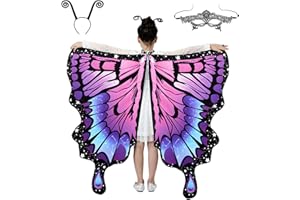 Plliocse Butterfly Wings Kids Cape, Butterfly Costume Kids with Mask, Fairy Butterfly Wings with Butterfly Tentacles, Fairy Wings Kids for Halloween Party Dress up (Style2)