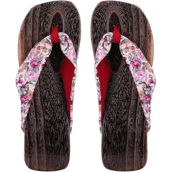 Sandales Geta Japonaises En Bois Pour Femme - Talon Plat 3,5/5 Cm - Pour Kimono, Maison, Plage - Plusieurs Couleurs