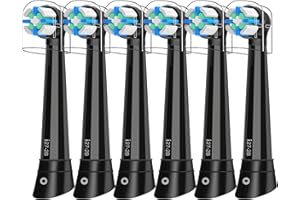 KISSTTA 6 Pack iO Brush Heads Compatible with Oral B iO Toothbrush Head, for Oral B iO 2 3 4 5 6 7 8 9 10 Series Electric Toothbrushes, Dense Bristles Effectively Remove Plaque, Black