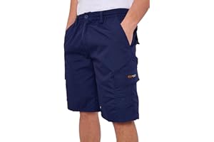 LABEL APPAREL Mens Cargo Combat Shorts Casual Cotton Elasticated Waist Regular Fit Cargo Short Workwear Half Pants