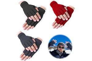 VOKMON 3 Pairs Half Finger Gloves, Fingerless Gloves Adult Gloves, Winter Cycling Gloves, Knit Gloves for Men's and Women's, Warm Gloves Best for Winter, Walking, Indoor or Outdoors, Dailywork, Life Use