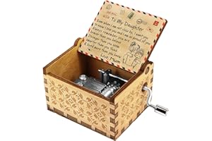 SAKRUDA Wooden Music Box for Daughter,Gift from Mum to Daughter,Hand-Crank You Are My Sunshine Melody Wood Musical Box,Laser Engraved,Handmade Mechanism Antique Gift for Girl on Birthday,Christmas Day