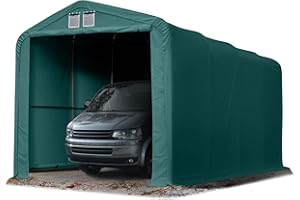 Wikinger Tente-Garage 4x8 m Tente de Stockage carport Porte d'env. 3,5x3,5 m pour Bateaux, Campeur, Tracteur, Vert