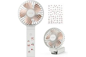 Funme Handventilator Tischventilator [5000 Akku 20 Stunden Lange Arbeitszeit] Starker Wind Leise 4 Stufen Persönlicher Tragbarer 180° Einstellbar Exquisit Ventilator Klein für Make-up Reisen Innen