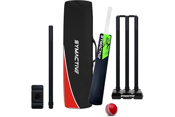 Amazon Brand - Symactive Champ Plastic Cricket Bat Set Combo with Soft Cricket Ball (Size-5)
