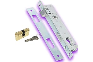 DECO FER FORGE-Serrure a Encastrer-Pour Porte Portail-1 point Reversible Din Droite Gauche-Cle incluse Contre plaque Tetiere bouts ronds- Interieur Exterieur Durabilité Superieure Verrouillage Rapide