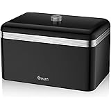 Swan SWKA1010BN Bread Bin, Metal, Black (Retro)