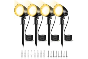 MEIKEE Utomhus LED-spotlight 7 W, 4 st varmvit, 2 700 K, IP66, vattentät, 500 LM, utomhusbelysning, LED-belysning med stift 8
