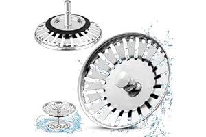 WOOWAIR Tapón Universal para Fregadero de Cocina, 84 mm, con función de tapón para válvula de desagüe en fregaderos, 2 Unidades