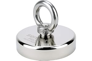 SENSEI® Extra Starker Magnet – 300 kg Zugkraft, Großer Neodym-Magnet – Ø 80 mm, Ösenmagnet mit Griff für Sicheren Halt und Magnetfischen