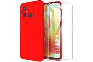 MOONESS Funda para Xiaomi Redmi 12C / Redmi 11A (6,71") con 2 Pack Protector Pantalla,Ultrafino Silicona TPU Shockproof Carcasa Case Cover para Xiaomi Redmi 12C / Redmi 11A - Rojo