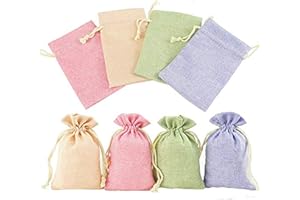 ToBeIT 24pcs Sachets en Jute Sacs Cadeau avec Cordon Pochettes Sachets en Lin Chanvre Jute Sac à Cordon Sachets Pour bijoux, mariage, fête, Noël 4 couleurs-10 x 14 cm