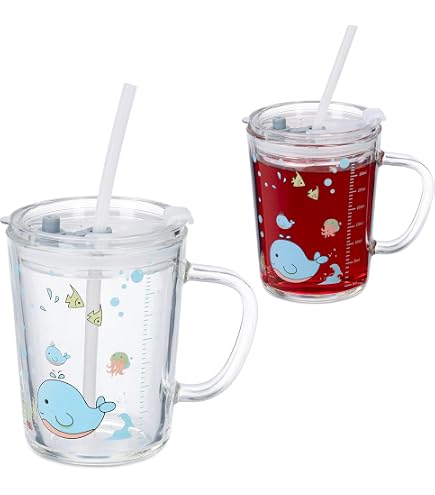 Set De 2 Verres Dinosaures Enfants - Avec Couvercle, Paille Et Poignée - 400 Ml
