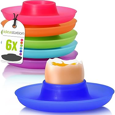 Set van 6 eierdopjes in reactief glazuur, onda blauw La Redoute