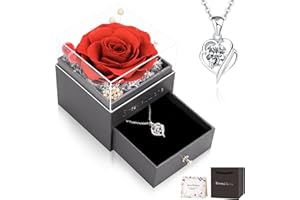 CSYY Rose Éternelle, Cadeaux pour Femmes Roses Infinies avec Chaîne en Argent Sterling 925 Bijoux Faits À La Main Roses Préservées Coffret Cadeau pour Femmes Maman sœur Épouse À Noël