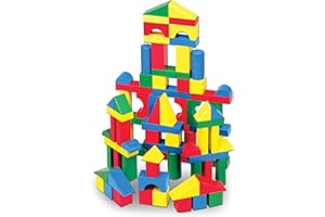 Melissa & Doug Bloques de madera geométricos, 100 piezas, Juguetes de desarrollo, Juego clásico de madera, Juego de construcción, Regalo para niños y niñas de 3 4 5 6 7 8 años