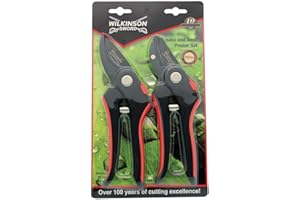 ONLYFLY Bargainstore Wilkinson Sword P-1111243W Bypass & Anvil Pruners Secateurs Carbon Hand Tools Twin Pack Set Gardening