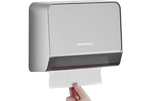 Modundry Dispensador de Toallas de Papel, Dispensador Papel Secamanos en Pared Comercial, Dispensador de Papel de Manos para Baño, hasta 200+ Toallitas, Plata