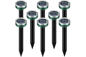 NAKAICUN Mole Repeller Solar Powered Repellent Mole Voles Gopher Mice and Rats Rodents Sonic Repeller Pest Control Snake Repellent Mole Deterrent Waterproof (circular 8)