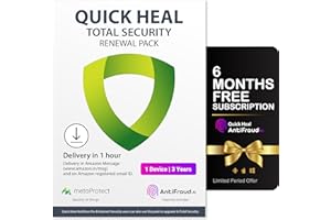 Quick Heal | Total Security Renewal Upgrade Gold pack | 1 User | 3 years | Email Delivery in 1 Hour - no CD| Existing Quick Heal Single User Subscription Needed + Get 6 month AntiFraud.AI Key for IOS and Android