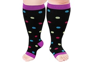 Ancrina Women's Wide Calf Open Toe Knee High Compression Stockings Toeless Support Socks