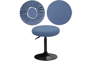 YINGAYOU Funda para Taburete Redondo 30-40cm Funda Banqueta Redonda con Jacquard en Forma de S, Elásticos, Suaves y Cómodos, Son de Colores Vivos Que no se Desvanecen (1, Azul)
