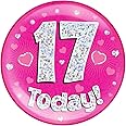 OAKTREE UK 633186 6" Jumbo Badge 17 Today Pink Holographic Dot