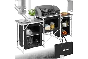 TecTake® Cocina de Camping Plegable Ligera con Bolsa de Transporte, Mesa y Armario de Cocina - Negro