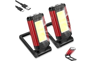 GOOPOOL Lampe LED Rechargeables de travail Rechargeable - Lampe de poche d'atelier 2800mAh Lampe portative avec fonction de pivotement à 360 et base magnétique idéale pour la réparation automobile