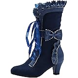 Stivali Donna Vintage Victorian Cordoncino COOLCEPT - Tacco 5.5 Cm, Gambale 14.5 Cm, Per Feste, Matrimoni E Cosplay