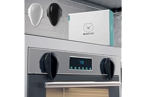 Beartop Serratura di Sicurezza per Forno - Bianco e Nero - Adesivo Resistente e Resistente al Calore - Protezione per Bambini in Cucina - Per la Porta del Forno
