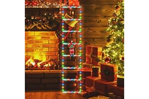 DAJASD Łańcuch świetlny LED, 1,5 m, Święty Mikołaj na drabinie, LED, 8 trybów pracy, wspinaczka, Święty Mikołaj na zewnątrz, oświetlenie bożonarodzeniowe do użytku wewnątrz i na zewnątrz, dekoracja