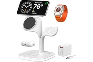 EXW Magnetic Wireless Charging Station,5 in 1 Mag-Safe Charger Stand for iPhone 16/15/14/13/12/Pro/Pro Max/Mini,Fast Charging Station for Apple Watch and for AriPods