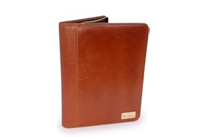 Catwalk Collection Handbags - Porte Document Cuir Femme - Portefeuille de Voyage Zippé - Avec A4 Bloc-Note - Pochette Pour Tablette - CHLOE - Tanne